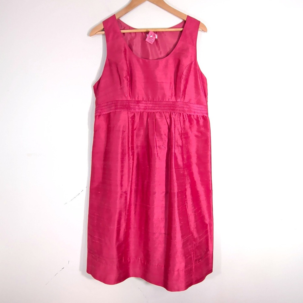 A Pea in the Pod Pink Maternity Dress; 100% Silk Dupioni Sleeveless Empire Waist